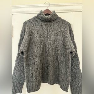 Grey hand knit cable Paul Smith turtle neck sweater